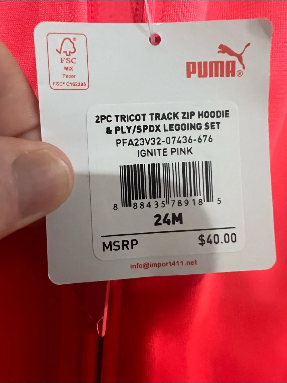 Puma Ignite Pink 2-Piece Track Zip Hoodie & Legging Set - Picture 3 of 3